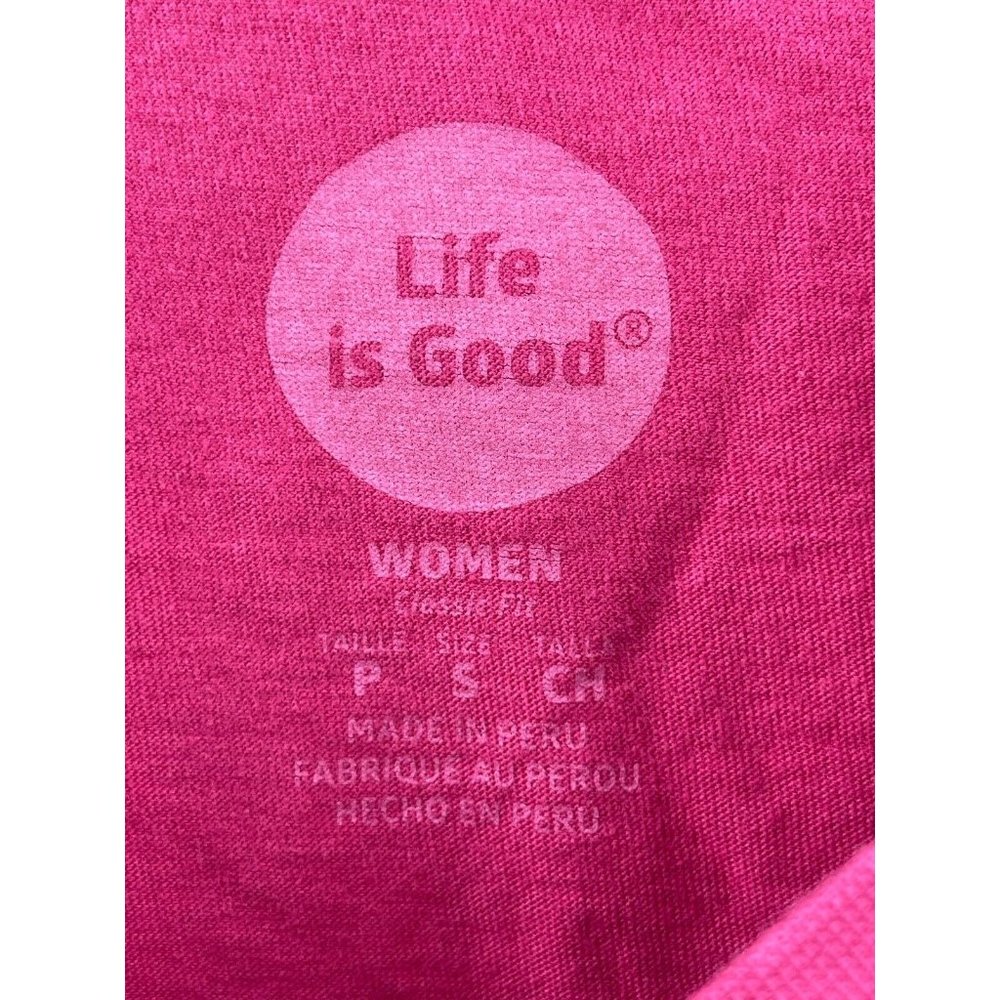 Life is Good Wine Glass Pink Short Sleeve Graphic Print T Shirt Tee Size Small - Picture 4 of 12